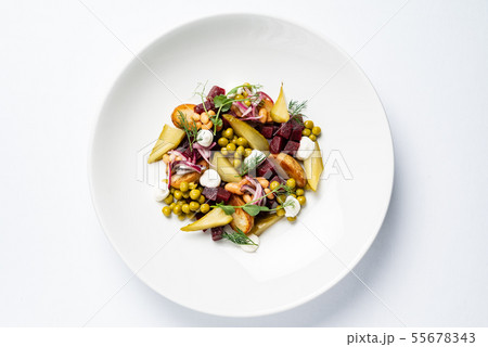 vegetable salad with beetroot on the white plate 55678343