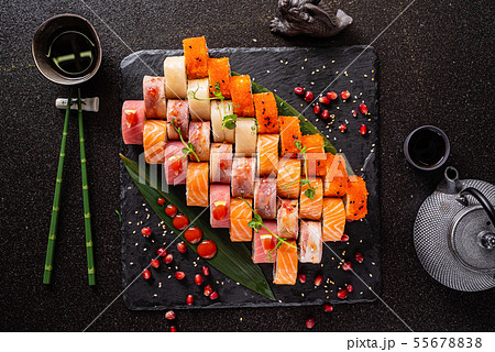 sushi on the black background sushi on the black background 55678838