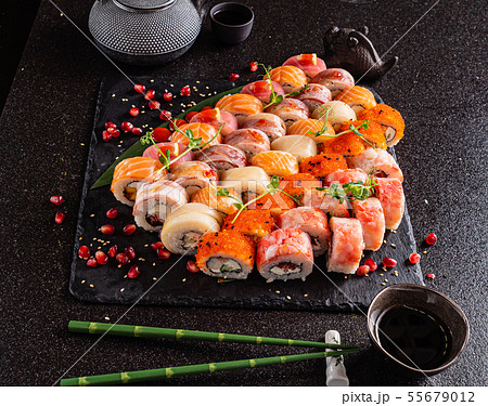 sushi on the black background sushi on the black background 55679012