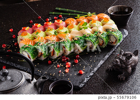 sushi on the black background 55679106