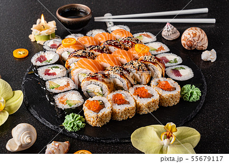 sushi on the black background 55679117