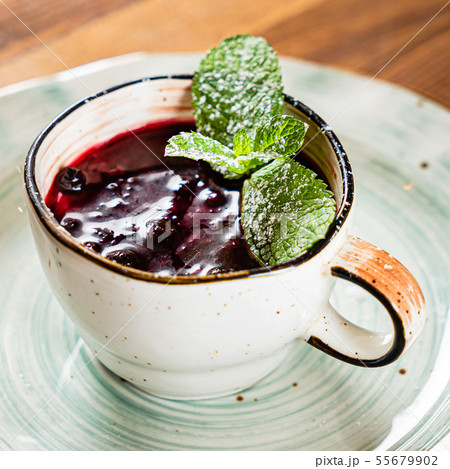 berry dessert in the cup 55679902