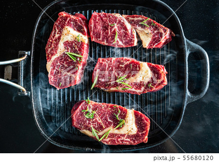 grilled steaks on the pan grilled steaks on the pan 55680120