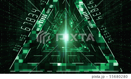 Abstract digital matrix particles flow, Digital 55680280
