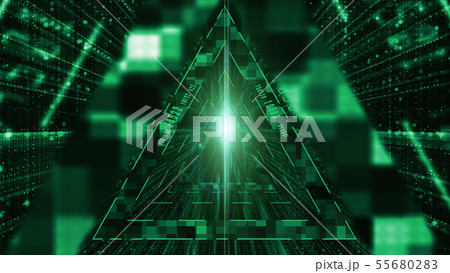 Abstract digital matrix particles flow, Digital 55680283
