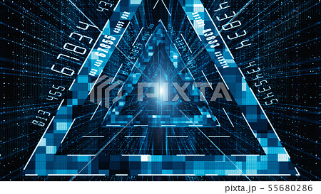 Abstract digital matrix particles flow, Digital 55680286