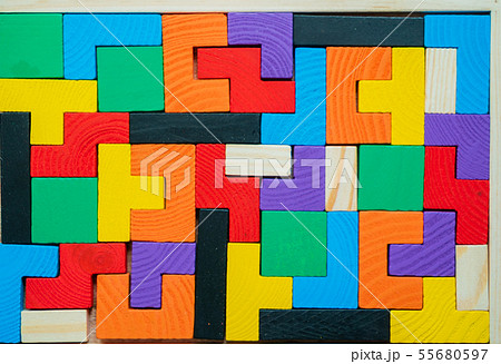 Tetris toy wooden blocks closeup Tetris toy wooden blocks closeup 55680597