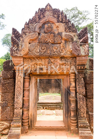 Banteay Srei hindu pink stone temple in Siem reap, 55702274