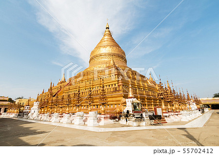 Shwezigon Pagoda in Bagan, Myanmar Shwezigon Pagoda in Bagan, Myanmar 55702412