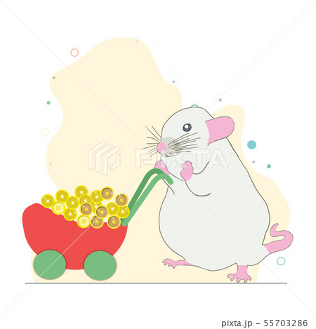 Greedy white metal rat with loads of gold coins.  55703286