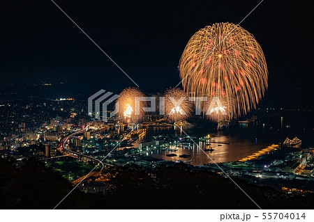 【長崎県 佐世保】 弓張岳展望台からさせぼシーサイドフェスティバルの二尺玉 55704014