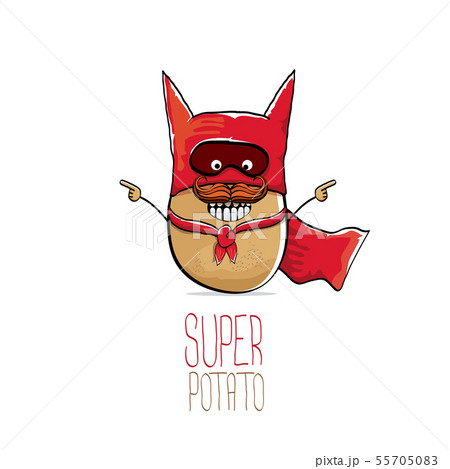 vector funny cartoon cute brown super hero potato with red hero cape isolated on white background vector funny cartoon cute brown super hero potato with red hero cape isolated on white background 55705083