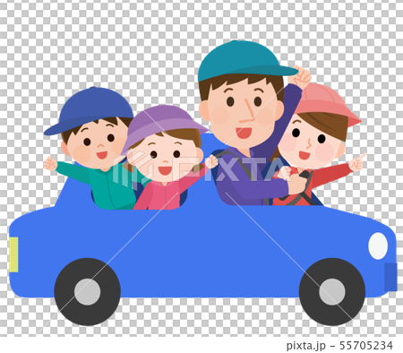 家族 横向き ドライブ イラストのイラスト素材
