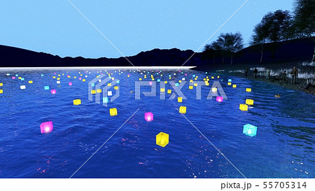灯篭流し カラフル Cg1のイラスト素材