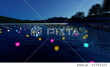 灯篭流し カラフル Cg9のイラスト素材