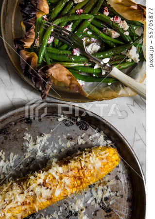 Grilled corn. Traditional cuisine Tel Aviv. 55705877