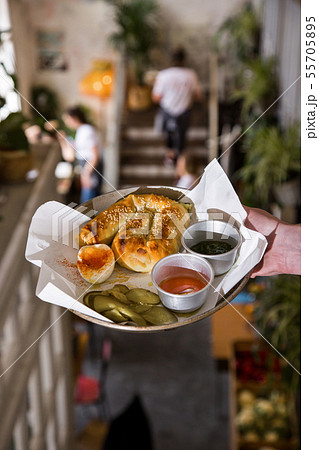 Filo dumplings. Traditional Tel Aviv cuisine. Filo dumplings. Traditional Tel Aviv cuisine. 55705895