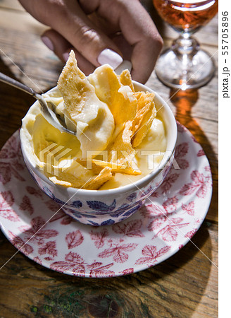 Corn chips with yogurt .. Traditional cuisine Tel Corn chips with yogurt .. Traditional cuisine Tel 55705896