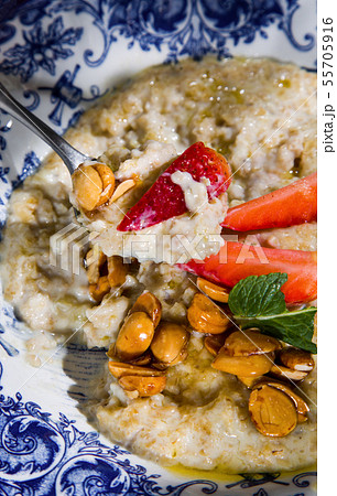 Porridge with beans and sweet potatoes. Porridge with beans and sweet potatoes. 55705916