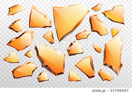 Pieces of broken glass realistic vector set 55706097