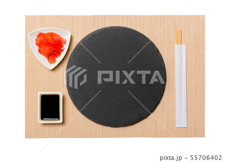 Empty plate with chopsticks for sushi and soy Empty plate with chopsticks for sushi and soy 55706402