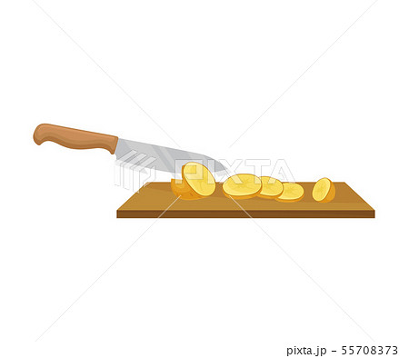 Knife cuts the potatoes. Vector illustration on a white background. 55708373