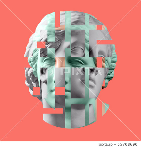 Modern art poster with ancient statue of bust of Venus with eyes