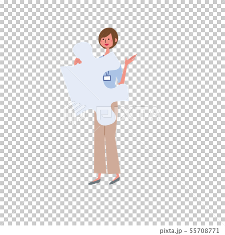 パズルをもつ女性 イラスト チームワーク パズルをもつ女性 イラスト チームワーク 55708771