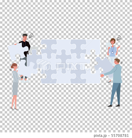 パズルをもつ人々 イラスト チームワーク パズルをもつ人々 イラスト チームワーク 55708781