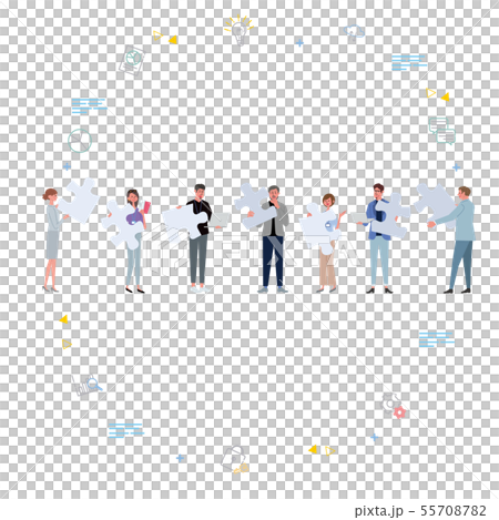 パズルをもつ人々 イラスト チームワーク パズルをもつ人々 イラスト チームワーク 55708782