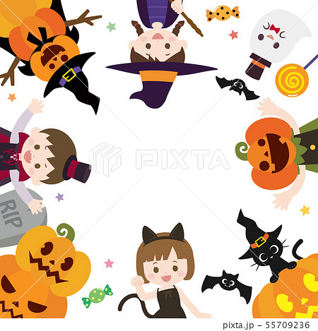 かわいいハロウィーンのメッセージカードのイラスト素材