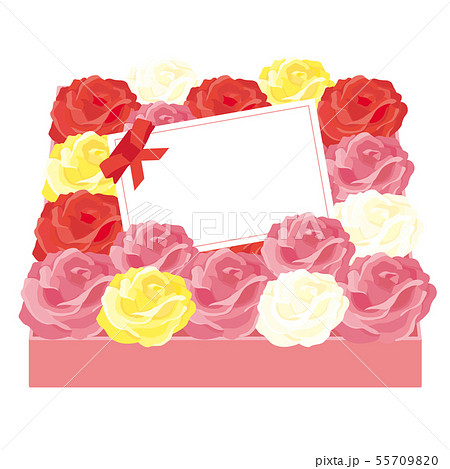 フラワーボックスにメッセージカード 赤バラ のイラスト素材