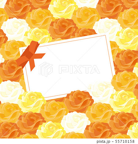 バラの中のメッセージカード オレンジ色バラ のイラスト素材