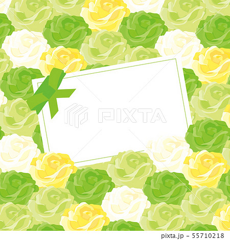 バラの中のメッセージカード 緑バラ のイラスト素材