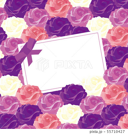 バラの中のメッセージカード 紫バラ のイラスト素材