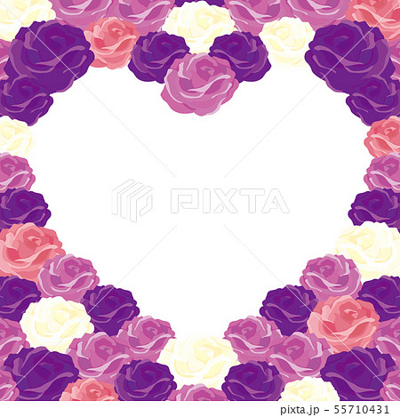バラのハートリースフレーム 紫バラ のイラスト素材