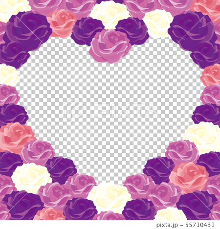バラのハートリースフレーム 紫バラ のイラスト素材