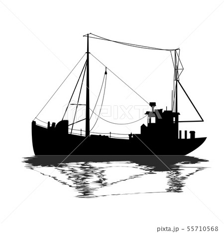 Fishing ship silhouette 55710568