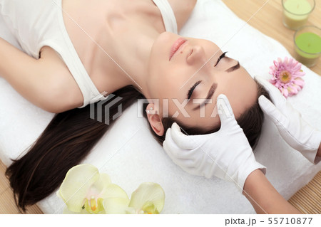 Skin And Body Care. Close-up Of A Young Woman Getting Spa Treatment At Beauty Salon. Spa Face 55710877