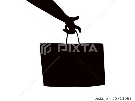 hand holding bag, silhouette vector 55711063