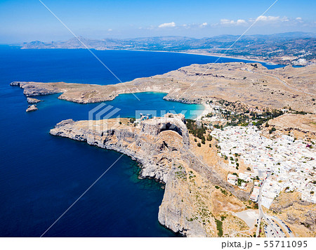 Lindos Acropolis and beach, Rhodes Lindos Acropolis and beach, Rhodes 55711095