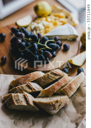 Table with food standing on a cozy balcony. Table with food standing on a cozy balcony. 55711849