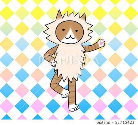 干支 年賀状 犬の着ぐるみを着た猫イラスト のイラスト素材
