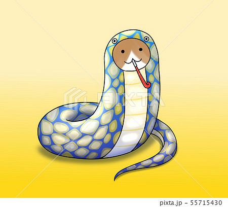 干支 年賀状 ヘビの着ぐるみを着た猫イラスト 爬虫類 のイラスト素材
