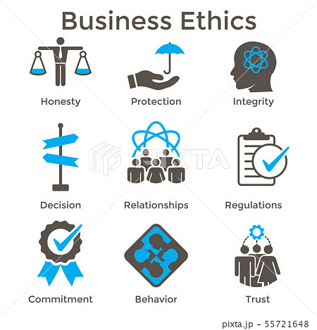 Business Ethics Solid Icon Set with Honesty, Business Ethics Solid Icon Set with Honesty, 55721648