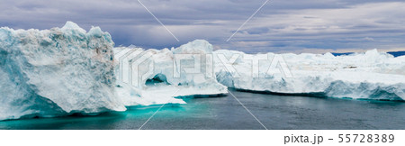 Greenland Iceberg landscape of Ilulissat icefjord with giant icebergs 55728389