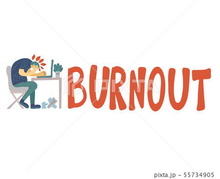 Burnout concept. Vector person at the table. Burnout concept. Vector person at the table. 55734905