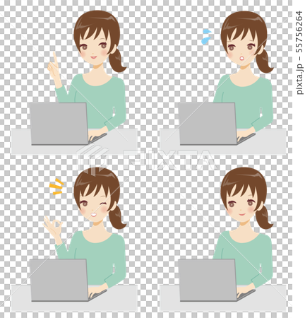 女性 パソコン イラスト バリエーション 女性 パソコン イラスト バリエーション 55756264