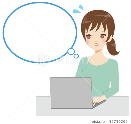 女性 パソコン イラスト 焦る 悩む 女性 パソコン イラスト 焦る 悩む 55756265
