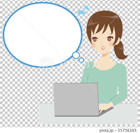 女性 パソコン イラスト 焦る 悩む 女性 パソコン イラスト 焦る 悩む 55756265